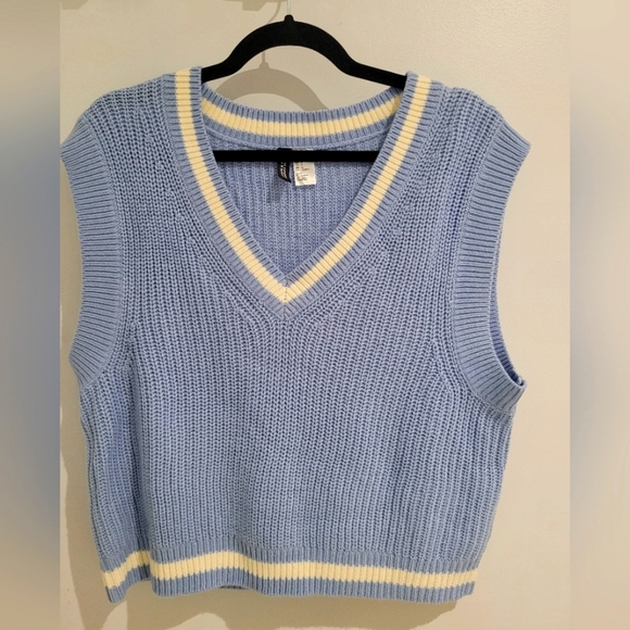 NWOT- Womens H&M Light Blue Sweater Vest-Medium - Picture 1 of 3